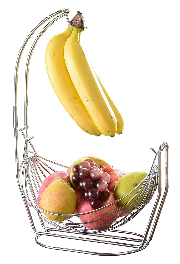 Amazon.com: Jiallo Silver Fruit basket with Banana Hanger